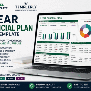 5 Year Financial Plan Excel Template – Business Forecast & Budget Spreadsheet