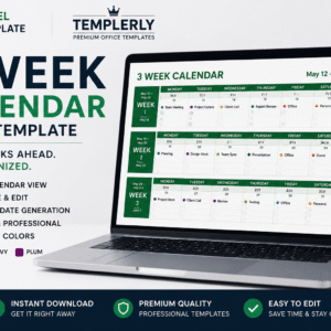 3 Week Calendar Excel Template