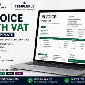 Invoice with VAT Excel Template